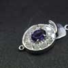 Rare Good Quality Iolite Oval Gemstones in 925 Sterling silver handmade clasp with Zircon dazzling around. Perfect for a Necklace, Bracelet or any other product. You get one Clasp and dimensions are 21x11mm measured from loop to loop with clasp in and from sides.